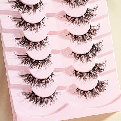 7 pairs Cat eye Eyelashes 3D Natural False Lashes Fluffy Soft Cross Manga Lashes Wispy Natural Eyelash Extension Makeup