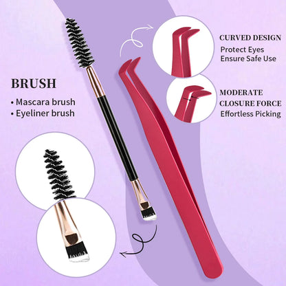 DIY Lash Extension set Mix Styles Lash Clusters Individual with Bond&Seal Remover Tweezers Lash Brush Makeup tool