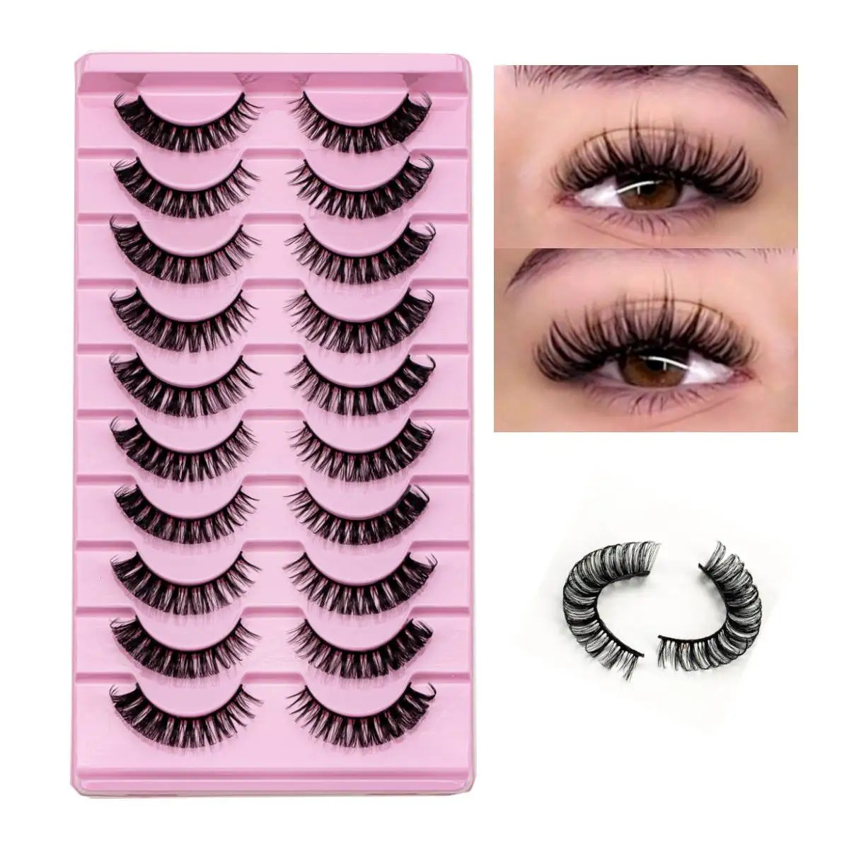 10Pairs Mink Lashes russian strip lash Dramatic False Eyelashes 3D  Cross Style Faux Cils Makeup Fake Eyelash Extension