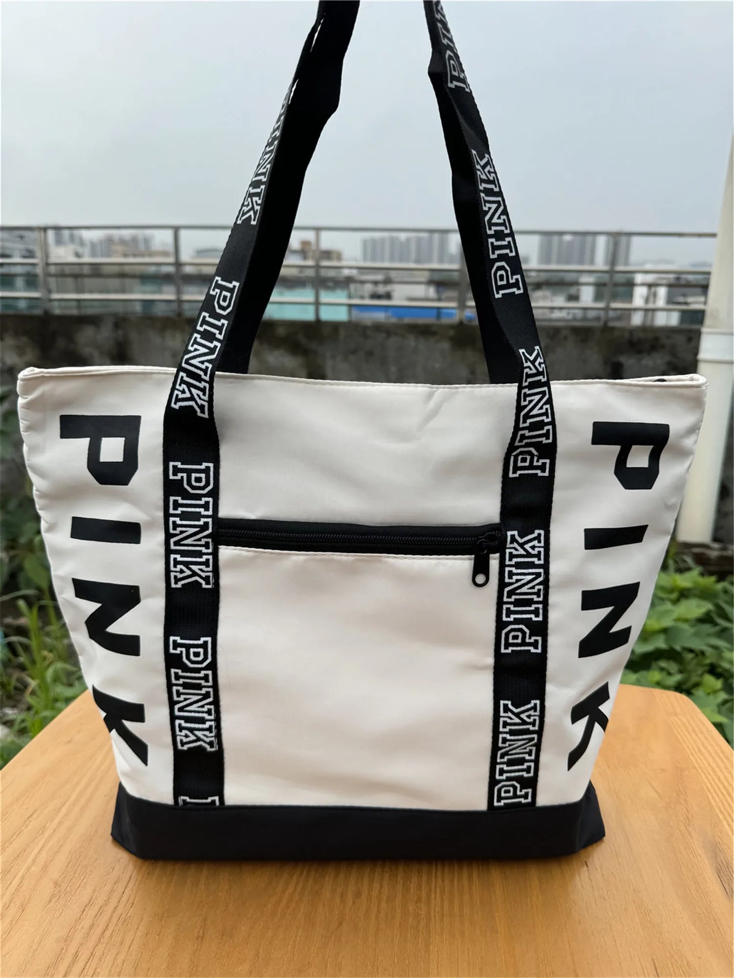 Literary Nylon Tote Bag For Women Large Capacity Shoulder Bag Fashion Letter Strap Handbags Large Capacity Tote Bag