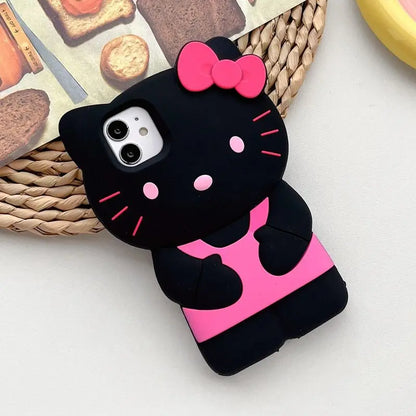 Sanrio Hello Kitty 3D Stereoscopic Phone Case For IPhone 15 14 13 12 11 Pro Max Mini XR XS 7 8 Plus Silicone Soft Back Cover Y2K