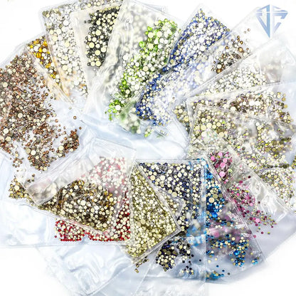 SS4-SS20 Mix Size Clear Crystal Non HotFix Gold FlatBack Rhinestones Decorations DIY Glitter Stones 3D Nail Art Accessories