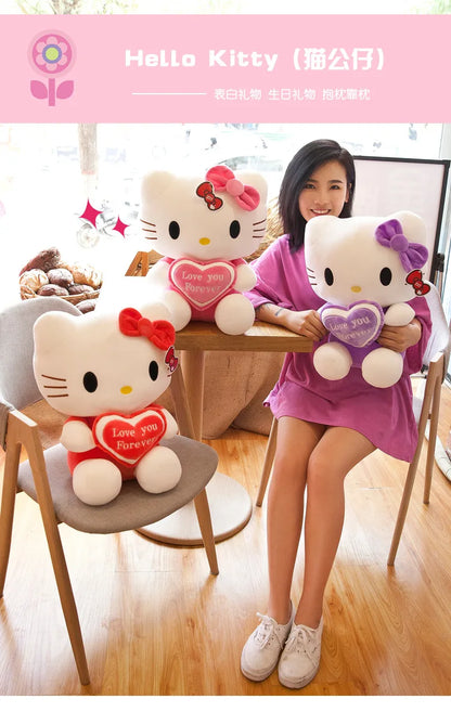 30cm Sanrio New KT Cat Doll Embracing Angel Kitty Cat Child Sleeping Pillow Cloth Doll Soft Plush Toy Room Decoration Gifts