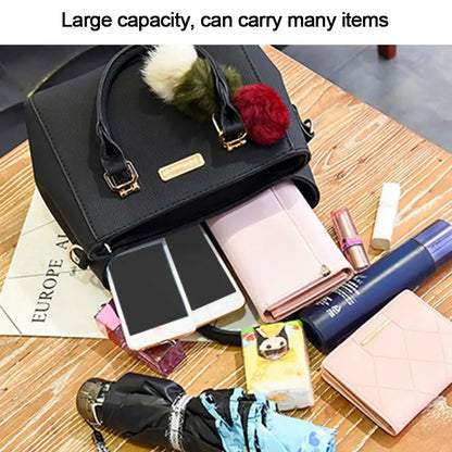 Ladies Fashion Handbag Shoulder Purse Women Crossbody Leather Tote Bag With Hairball Pendant Luxury Messenger Bag