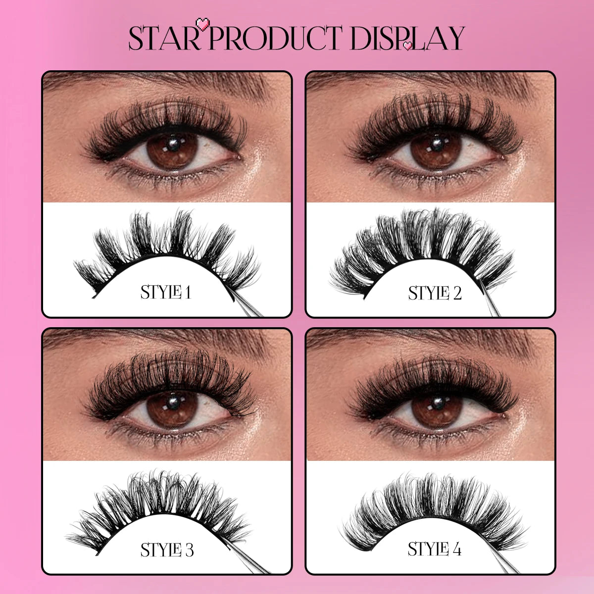 GROINNEYA Russian Strip Lashes 5/20 Pairs 3D Mink Lashes Natural Eyelashes Dramatic False Eyelashes Wholesale Eyelash Extension