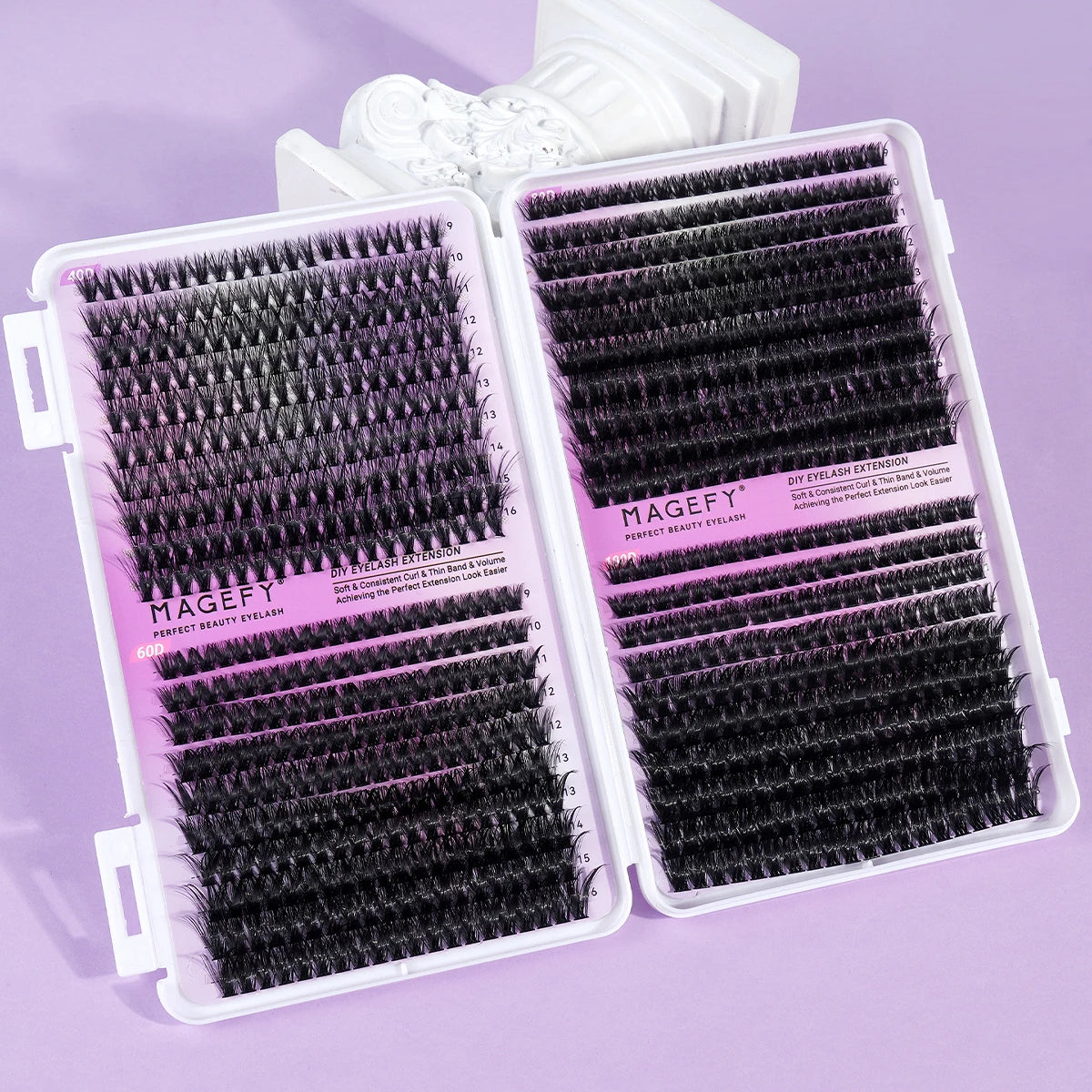 MAGEFY DIY Lashes Extensions Kit 800pcs Lash Clusters 80D/100D Wispy Individual Lashes Mix 9-18mm Cluster Eyelash Extension