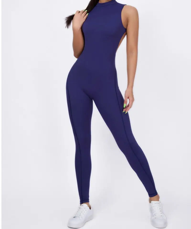 Women One-piece Back-V Sport Yoga Jumpsuit Workout Clothes for Women Sportwear Bodycon Outfit Fitness Gym Suit Workout Tracksuit