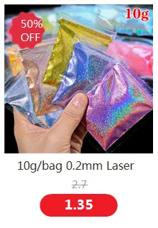 24 Colors Holographic Chunky Glitter 24 Colors Total Laser Nail Glitter Flakes Chunky Holographic Laser Nail Glitter