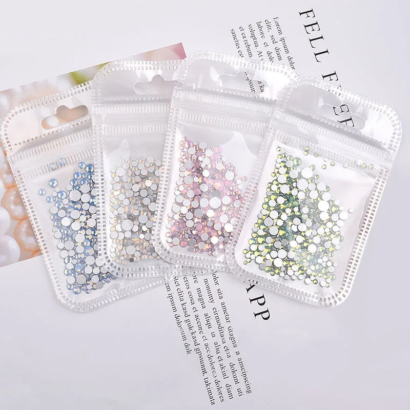 1Bag 350pcs Mixed Size ss6-ss20 Blue/Green/Pink/White Opal 3D Crystal Nails Art Rhinestone,Flatback Glass Nail art Decoration