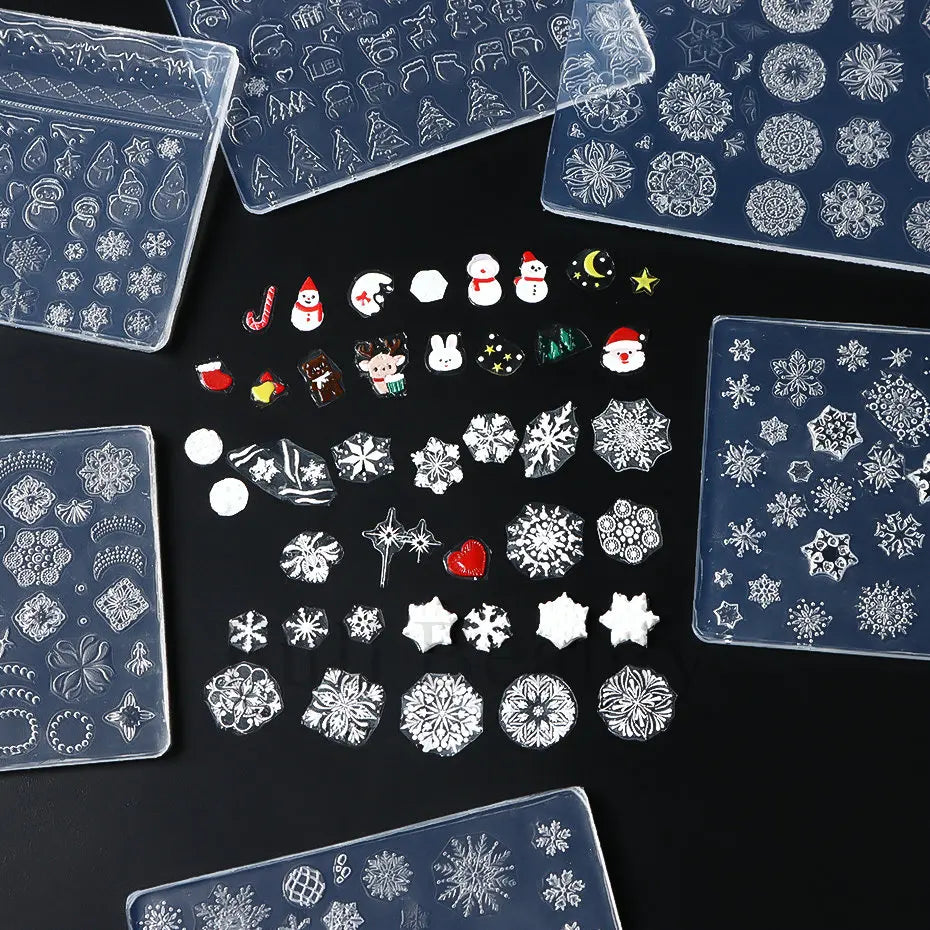 1PC 3D Silicone Snowflake Nail Carving Mold Flower Lace Mould Stamping Plate Nails Stencils DIY Manicure Accessory Tools LAG-212