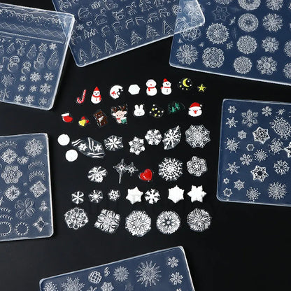 1PC 3D Silicone Snowflake Nail Carving Mold Flower Lace Mould Stamping Plate Nails Stencils DIY Manicure Accessory Tools LAG-212