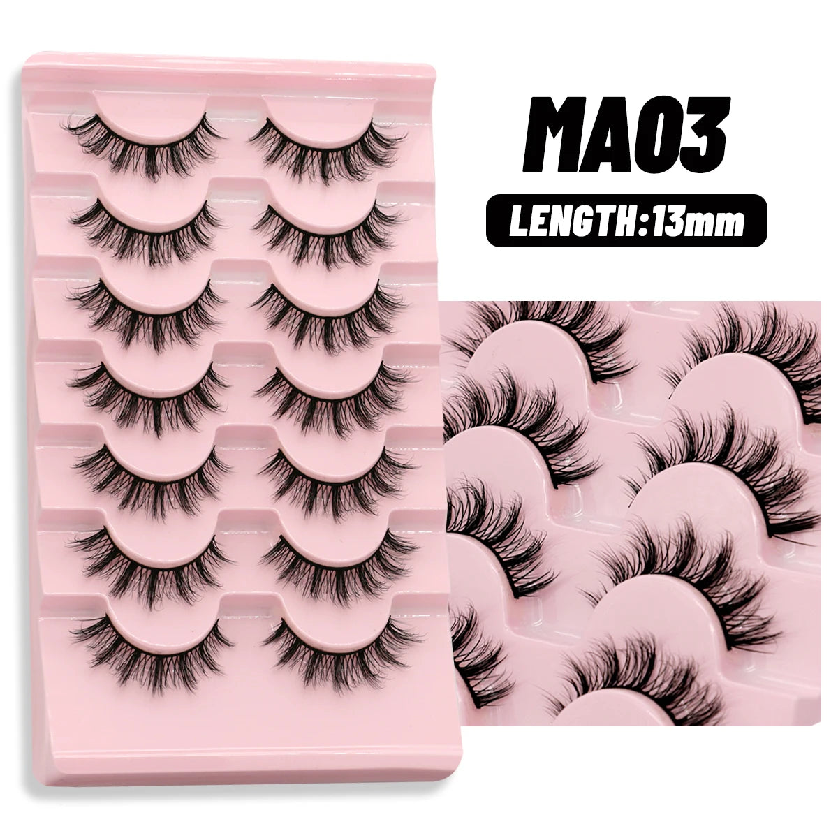 GROINNEYA 5/7 pairs Eyelashes  Manga Lashes  Natural False Lashes Fluffy Soft Cross  Fairy Little Devil Lashes Extension Makeup