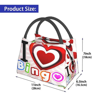 I Love Bingo Game Insulated Lunch Bags for School Office Waterproof Cooler Thermal Lunch Box Women lunchbag