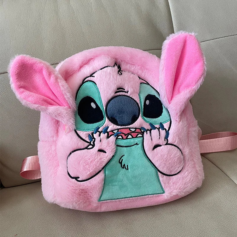 Disney  Stitch Plush New Backpack Cartoon Fashion 3d Mini Women's Backpack Large Capacity Cute Children's Schoolbag High Quality