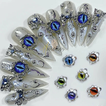 3D Halloween Evil Eye Design Nail Charm Fashionable Mixed Color Eyes Decorations Gems Glitter Acrylic DIY Shinning Jewelry