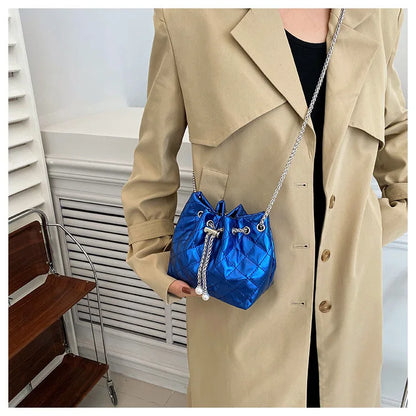 Luxury Designer Small PU Leather Bucket Crossbody Bags For Women Chain Shoulder Bag 2023 Trend Brand Ladies Handbags and Purses