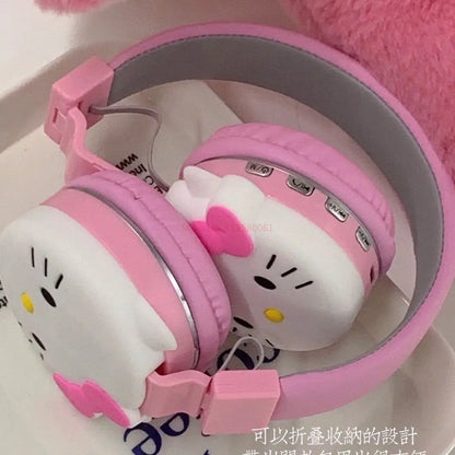 Hello Kitty Cute Bluetooth Headphone Wireless Headsets Anime Cartoon Stereo Headset Earphone With Mic Fashion Hottie Y2k Gifts