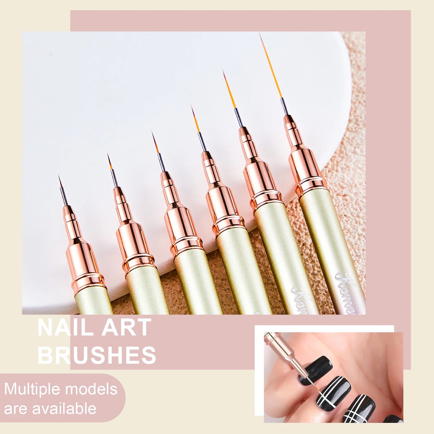 6pcs Kolinsky Acrylic Nail Brush Good Quality Nail Art Mink Brush Wood Handle Gel Builder Manicure Brush Drawing Tools