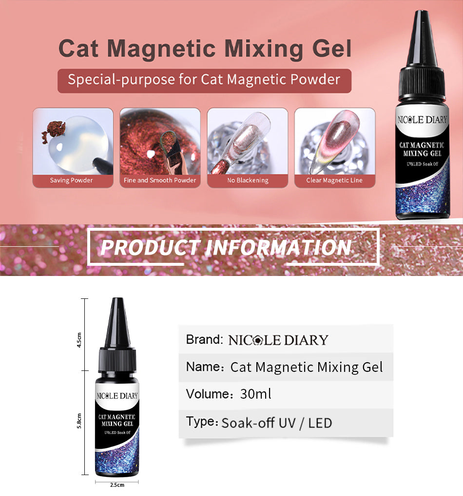 NICOLE DIARY Cat Magnetic Mixing Gel Nail Polish Soak Off UV LED Nail Powder Chrome Pigment Dust Shiny Manicure Decoration Tool