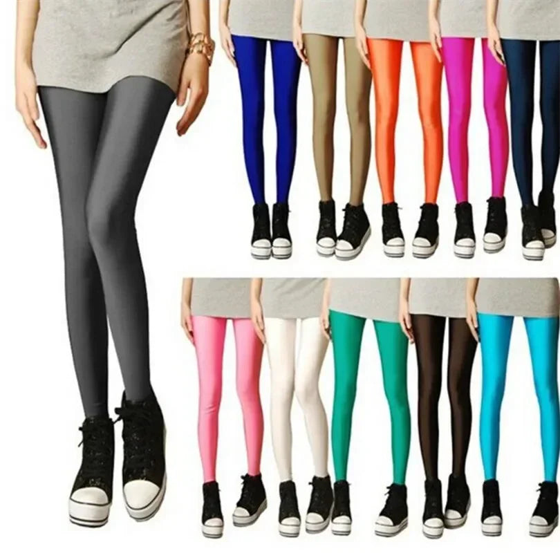 New Spring Autume Solid Candy Neon Leggings for Women High Stretched Female Sexy Legging Pants Girl Clothing Leggins