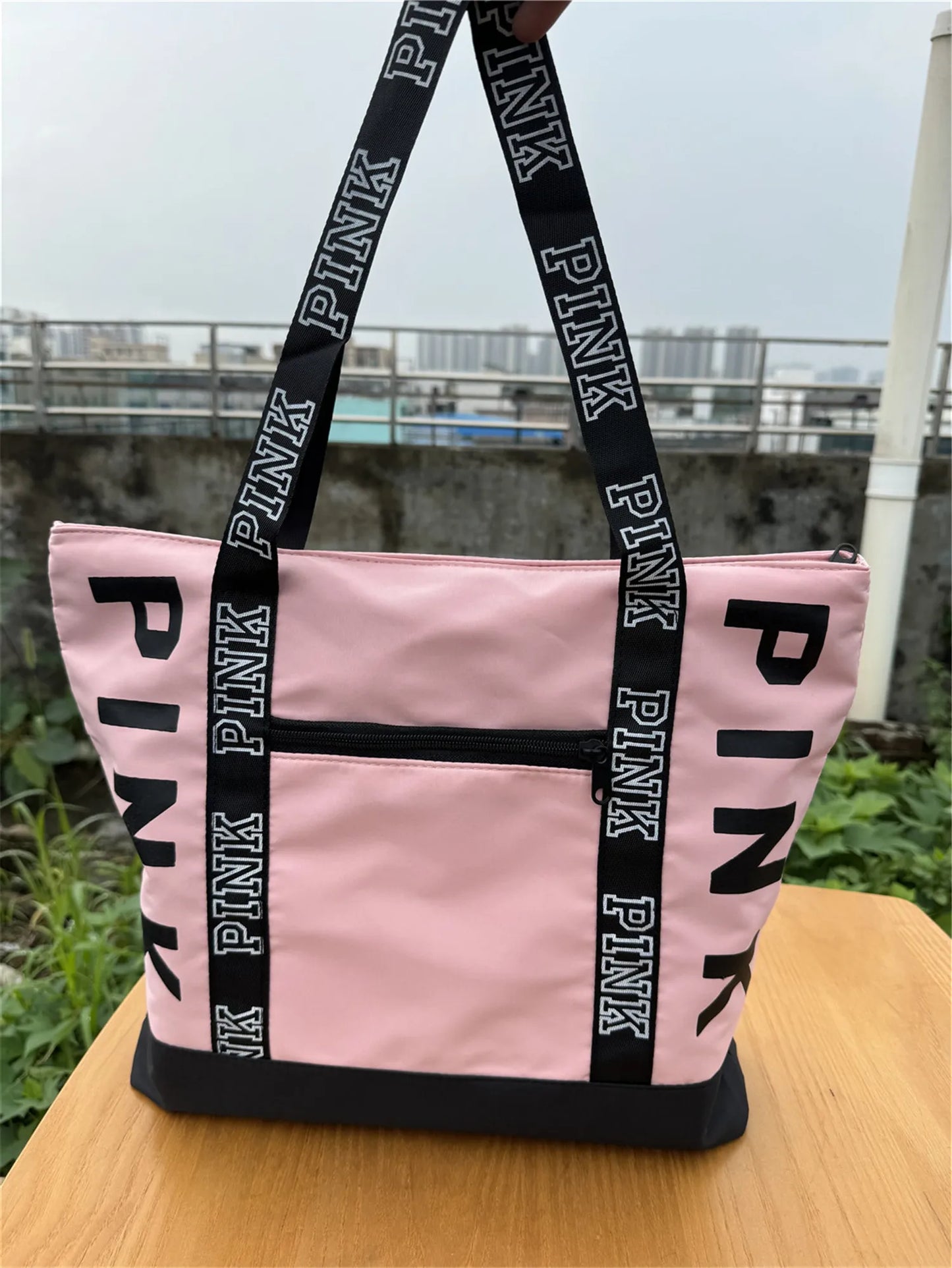 Literary Nylon Tote Bag For Women Large Capacity Shoulder Bag Fashion Letter Strap Handbags Large Capacity Tote Bag