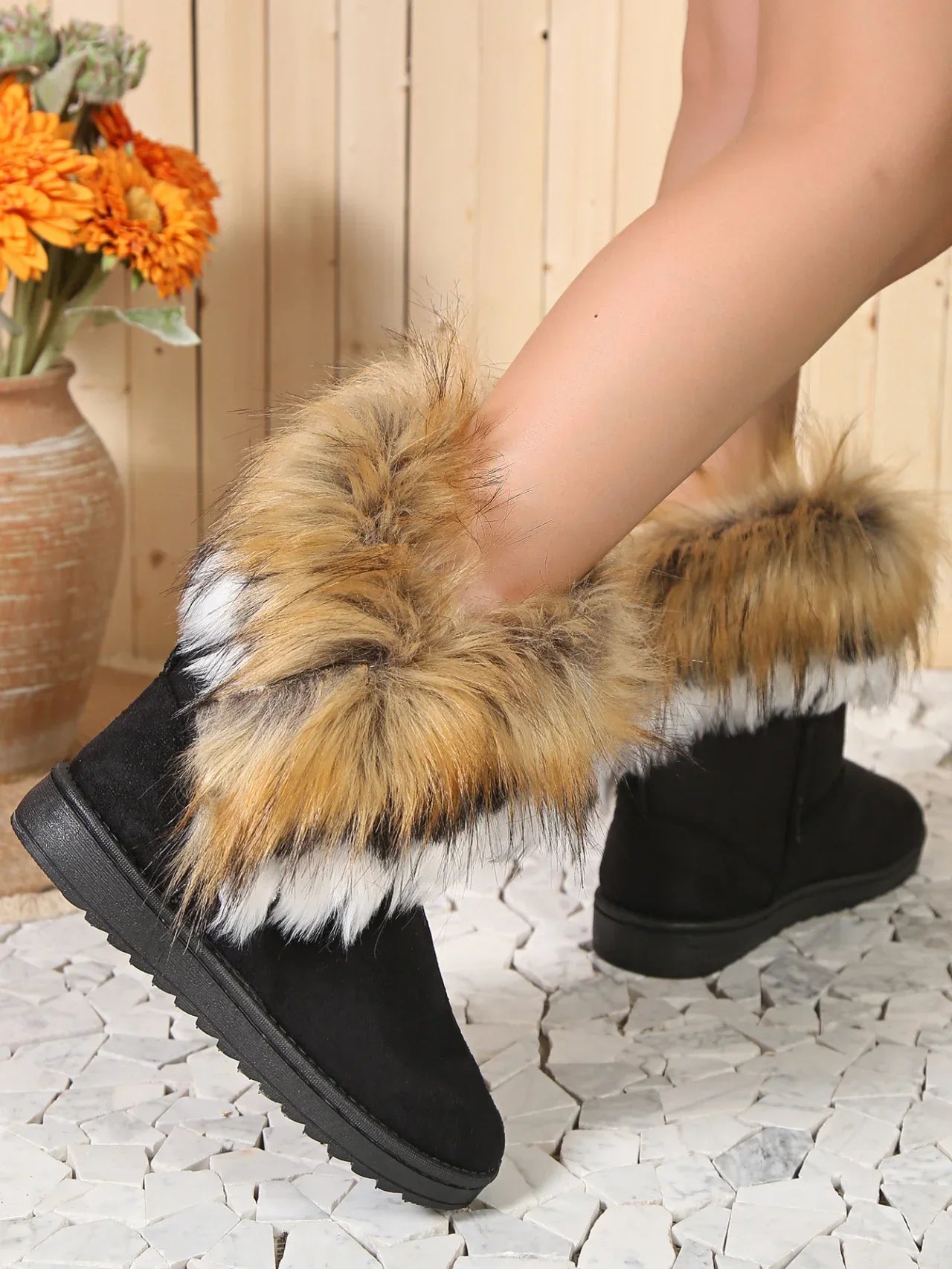 Cotton shoes women's winter boots 2023 new snow boots women plus fleece thickened warm 100 flat short boots women non-slip