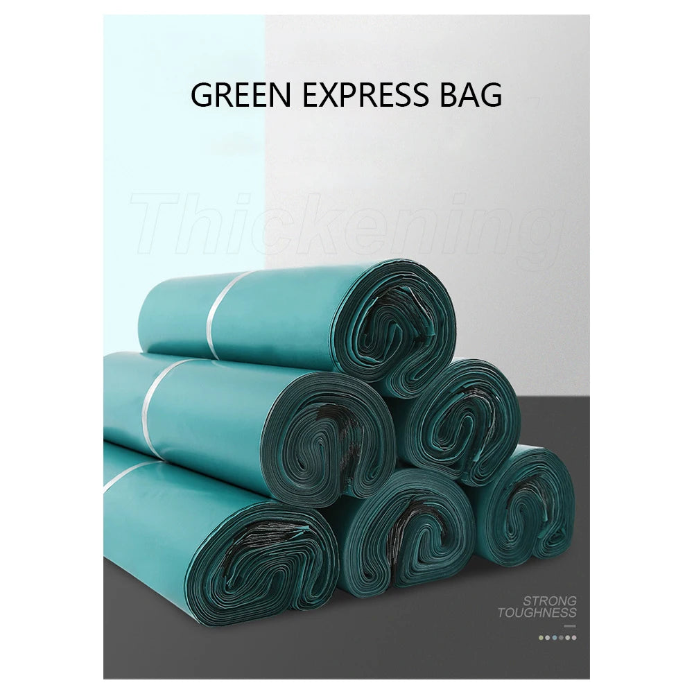 100Pcs Plastic Courier Green Express Bag Packaging Bags Thicken Clothing Waterproof Mailing Bags Self Seal Envelope Pouch