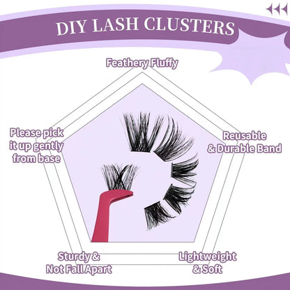 DIY Lash Extension set Mix Styles Lash Clusters Individual with Bond&Seal Remover Tweezers Lash Brush Makeup tool