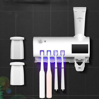 Holder Automatic Toothbrush Toothpaste Dispenser Set Dustproof Sticky Suction Wall Mounted Toothpaste Squeezer for Bathroom