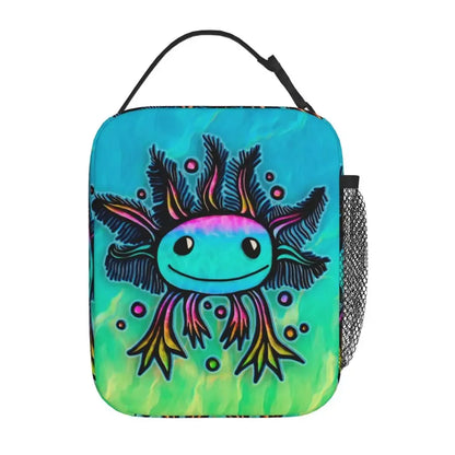 Axolotl In Pocket Insulated Lunch Bags for Women Amphibian Exotic Animal Resuable Thermal Cooler Bento Box Kids School Children