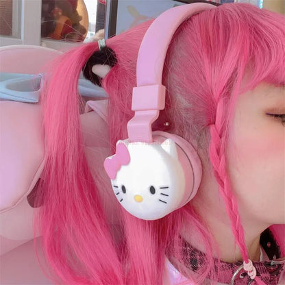 Hello Kitty Cute Bluetooth Headphone Wireless Headsets Anime Cartoon Stereo Headset Earphone With Mic Fashion Hottie Y2k Gifts