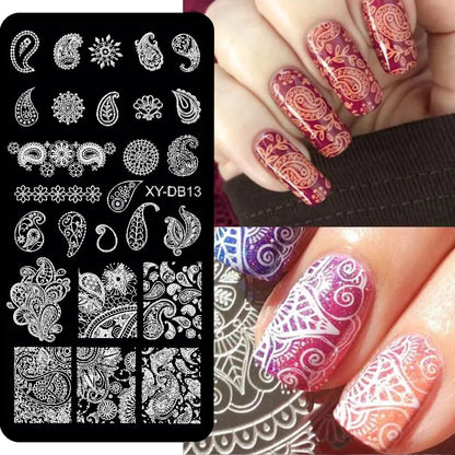 Lace Flower Nail Art Stamping Plate Wedding Bohemian Style Polish Printing Template Plate Floral Nail Art Stencils Manicure Tool