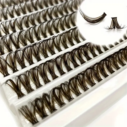 200 Pcs Brown Cluster Eyelashes 40D Grafting Individual Volume Lashes Extension Makeup Tool For Natural And Dramatic Look