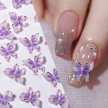 30Pcs Luminous Butterfly Nail Charms Glow In The Dark Parts 5D Nail Art Manicure Accessories Nail Decoration Supplies