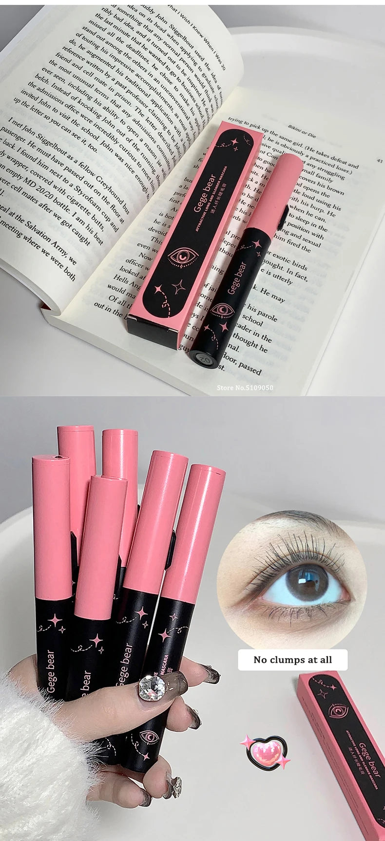 2 In 1 Ultra-fine Mascara Curl Thick Lengthening Mascara With Eyelash Comb Waterproof Non-smudge Curling Fine Brush Mascara