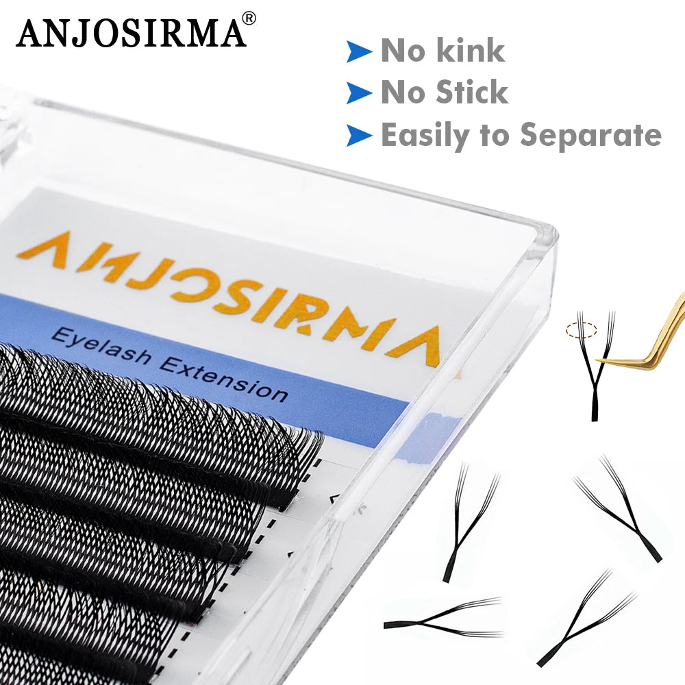 ANJOSIRMA YY Shaped Eyelash Extension, 3 Split Tips, Soft BASF Lash,  Hand Made Curl, High Quality, 3D，0.07 makeup eyelashes