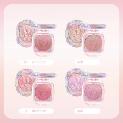 Girls' gradual Powder Blusher Palette Crystal Shell Cosmetics Face Cheek Contour Blush Cream Makeup Rouge Tint Pink Peach Blush