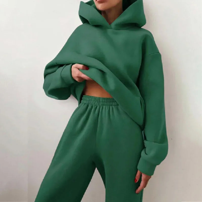 2023 Trend Casual Fashion Thickened Long-sleeved Sweater Pants Two-piece Cap Suit