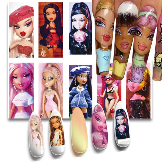 1pcs 3D Doll Sticker For Nails Cartoon Girl Self-adhesive Decals Sliders Manicure Tip Wraps Foil Nails DIY Decoration