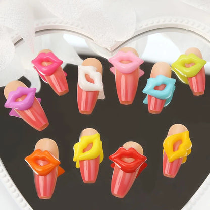 Mix 20PCS 3D Pink Lips Nail Charms Red Lips Resin DIY Handmade Jewelry Nail Art Decoration