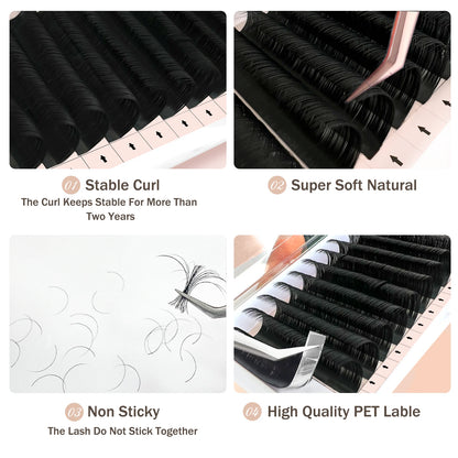 Individual Eyelash Extension 12Rows C/D/CC/DD Curl 8-15MM Volume Lashes Cashmere Eyelash Matte Faux Mink for Professionals Lash