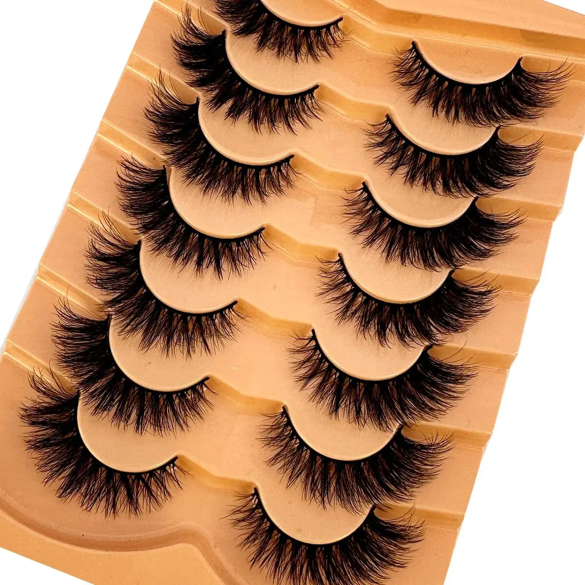 New 7 Pairs Lashes 3D Mink Fluffy Eyelashes Short Lasting Thick Wispy Natural Lashes Dramatic Volume Lashes Extension Thick Long