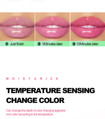 Color Changing Lip Gloss Pearlescent Glassy Lip Oil Natural Pink Moisturizing Lip Balm Reduce Lip Lines Jelly Plump Lips Care