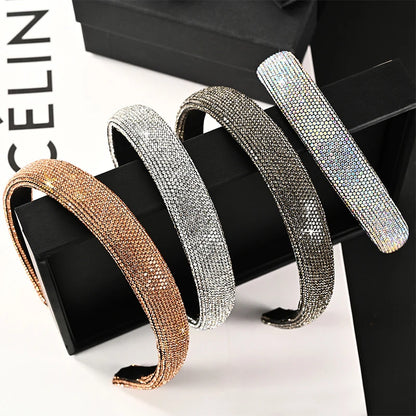 Luxury Baroque Full Rhinestone Sponge Headband Fashion Hair Accessories Women Rhinestone Shiny Hairbands Cute Hair Hoop Headwear