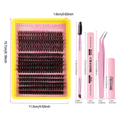 Fluffy Cluster Lashes set Bond and seal Glue Applicator kit Russian thick D Curl Natural eyelash Extension DIY Makeups supplies