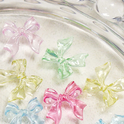 30pcs Kawaii Candy Pink Bow Nail Charms 3D Resin Jewelry Nail Art Decoration Accessories Pennant Bow French Style Nail Supplies