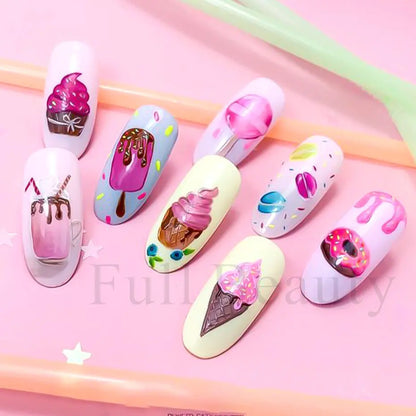 Sweet Desserts Nail Art Water Transfer Decals Stickers Mix Macaron Cake Candy Drink Ice Cream Cartoon Sliders Wholesale LABN2701