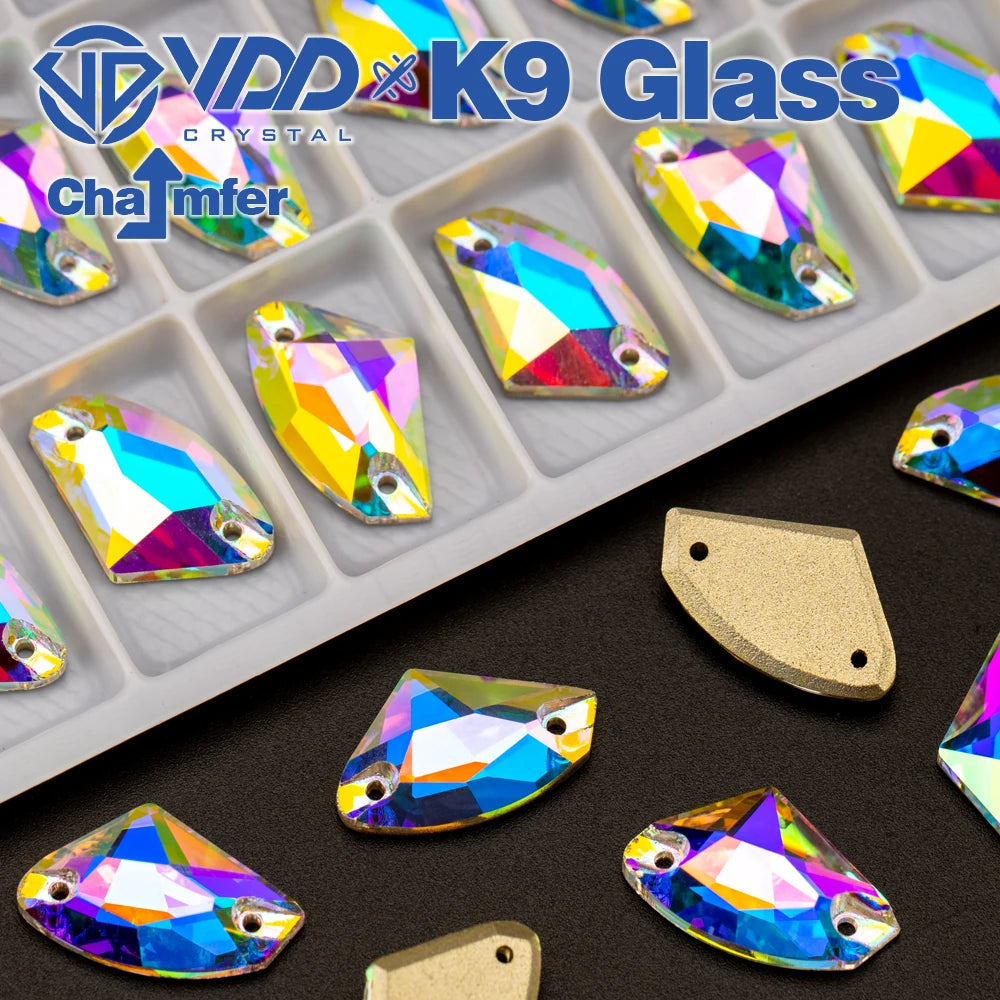 VDD Chamfer AAAAA Top Quality K9 Glass Sew On Rhinestones Sewing Crystal AB Flatback Stone For Clothes Accessories Wedding Dress