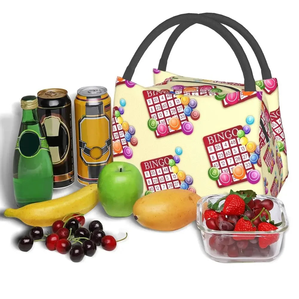 I Love Bingo Game Insulated Lunch Bags for School Office Waterproof Cooler Thermal Lunch Box Women lunchbag