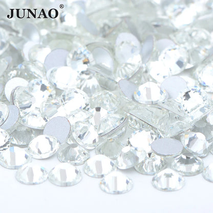 JUNAO SS3 SS4 SS5 SS6 SS8 SS10 SS12 SS16 SS20 SS30 SS40 SS50 Clear Glass Rhinestones Flatback Crystal AB Non Hotfix Strass